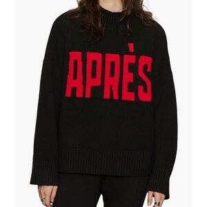 Sanctuary Black Crewneck Sweater with Red APRÈS Logo